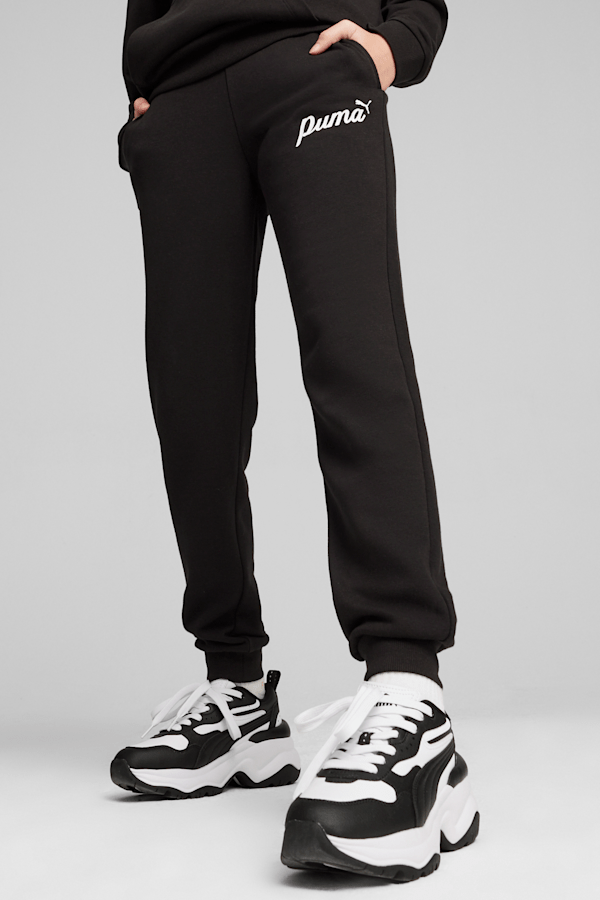 Black and white puma sweatpants sale